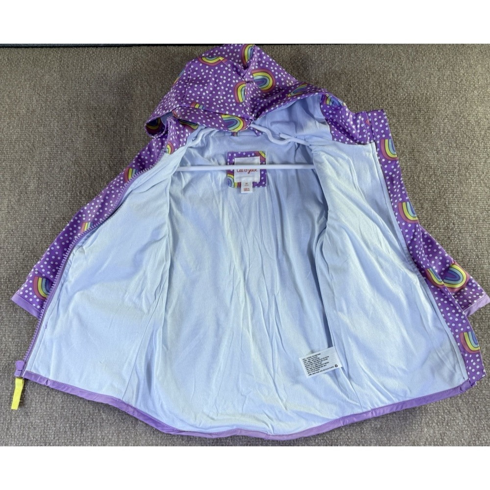 Cat & Jack Girls Purple Rainbow Print Rain Jacket Size 2T - Picture 4 of 11